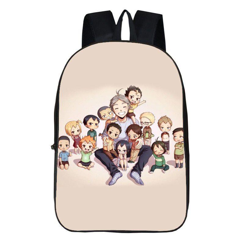 Fashionable Karasuno High School Backpack With Anime Haikyuu Print And Easy-clean Fabric