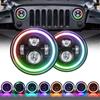 7 Inch LED Headlight Round Headlight with HighLow Beam and DRL Colorful Angle Eye Light for Cars