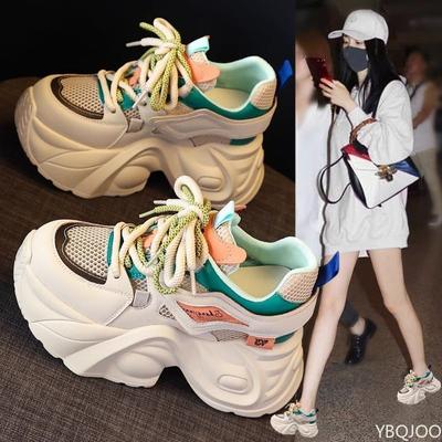 Весенне-осенняя мода Новая повседневная спортивная женская обувь Мягкая и удобная на толстой подошве Увеличивающая рост Дизайнерская женская обувь