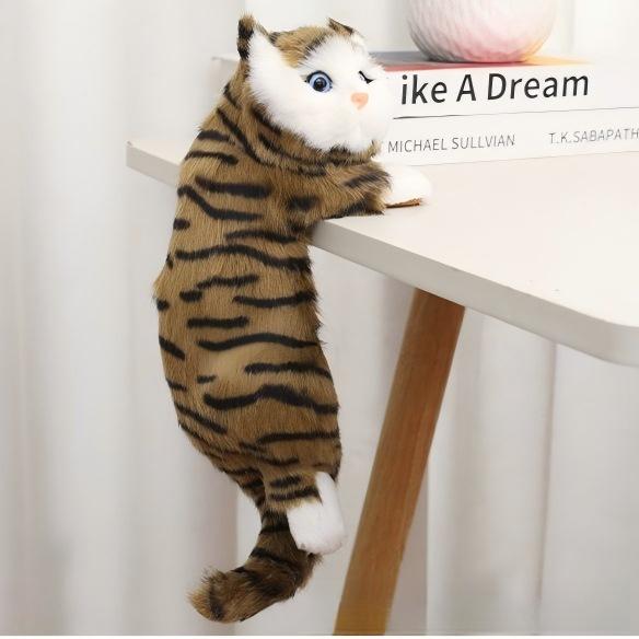 Simulation Hanging Cat Plush Doll, Cute Animal Pendant Ornament for TV Cabinet Air‑Conditioner Home Decor Kids Toy