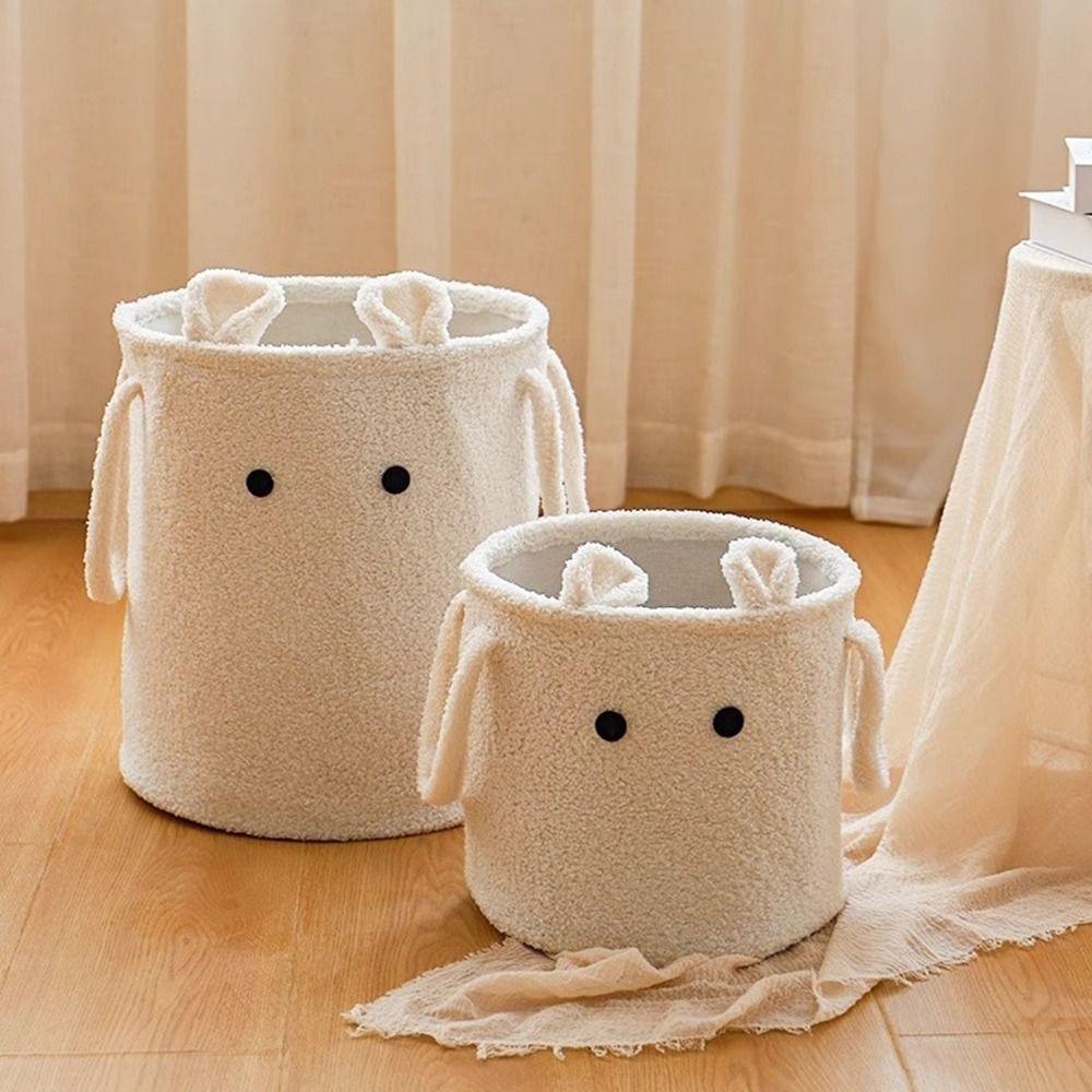 Cute Cartoon Folding Basket Large Capacity Plush Storage Basket Dirty Clothes Basket  Living Room