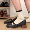 French Evening Wind Loafers French Retro Versatile Single Shoes Women's Brown Thick Heel High Heels Mary Jane Small Leather Shoes