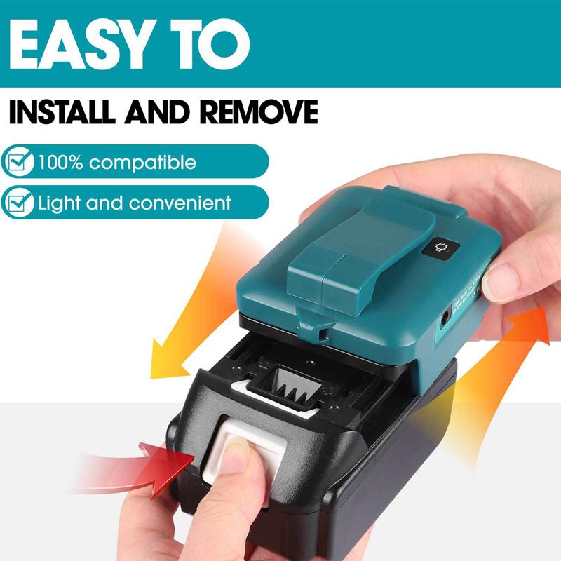Для Makita 14,4 В/18 В львиная батарея, двойной USB-конвертер, порт со светодиодным прожектором, уличный фонарик для батарей Makita