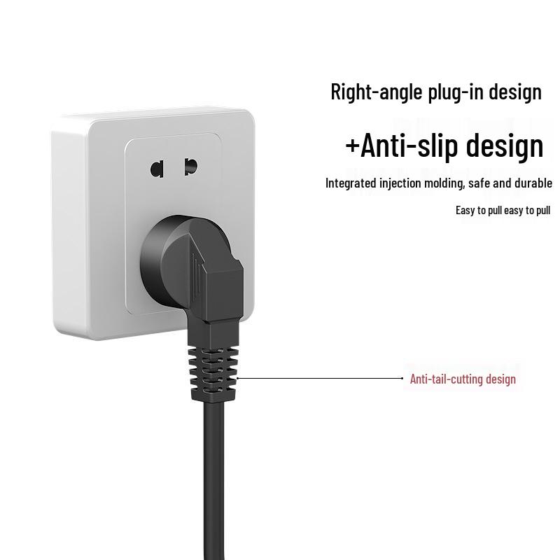 3C Certified Angled Three-Pin Plug with C13 Connector Power Cord for Computer and Rice Cooker