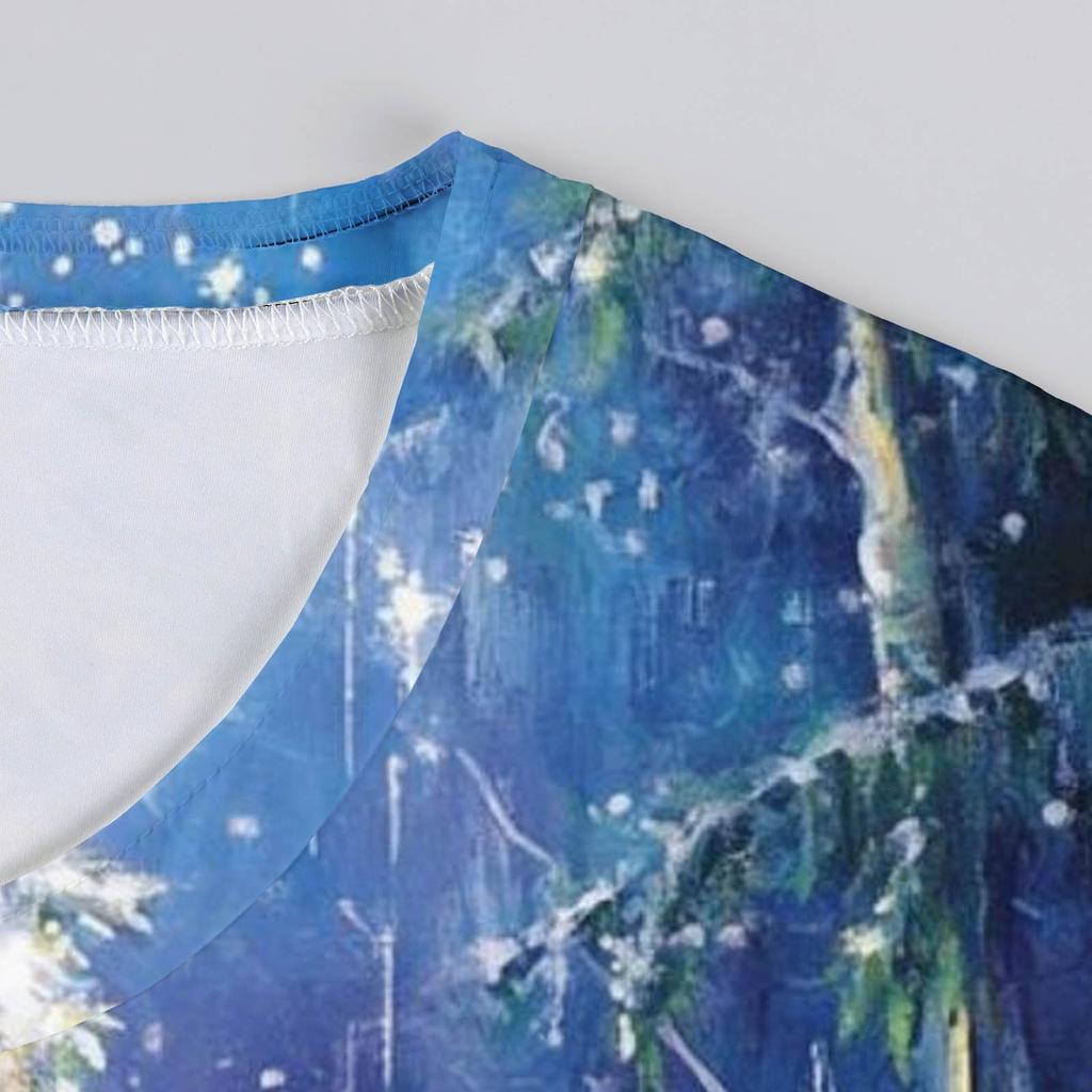 Ayollar uchun muz ipakli satin Rojdestvo printli pajama to'plami, qisqa yengli ko'ylak va uzun pajama shimlari to'plami, yumshoq uy kiyimi