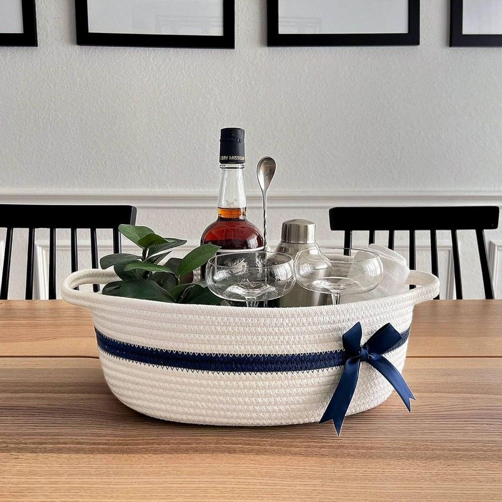 Large Capacity Woven Storage Basket Space Saving Snack Basket Cosmetic Storage Basket Makeup