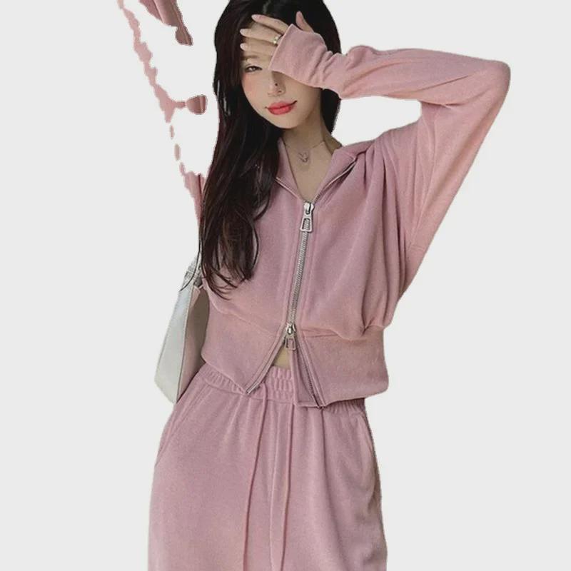 Women's Spring & Autumn Korean Style Hooded Sweater Set - Casual Slim-Fit, Loose Sportswear, Perfect for Students