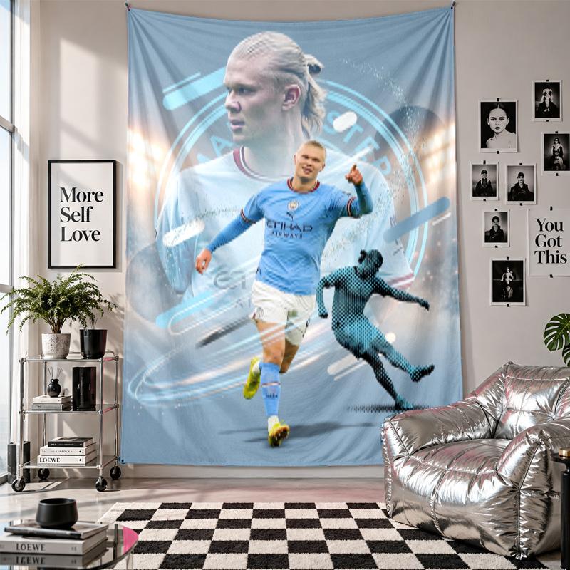 Erling Haaland Wall Tapestry Home Decor Wall Hanging Cloth for Bedroom Living Room Background