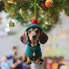 1/7Pcs Wearing Santa Hat Bell Car Dog Pendant Vivid Appearance Funny Dog Christmas Tree Ornament Auto Rearview Mirror Decoration