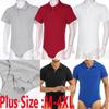 Mens Turn-down Collar Crotch Shirt Bodysuit Romper Tops T-shirt Plus Size