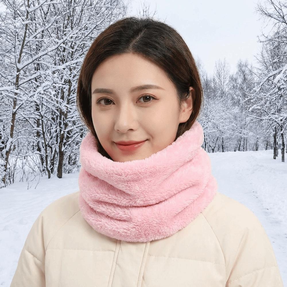 Solid Color Winter Knitted Scarf Windproof Warm Neck Warmer Face Mask Fleece Muffler Sports