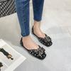 Luxury Glitter Crystal Pearl Women's Shoes Summer Elegant Square Toe Sequins Ballet Flats Women Fashion Comfortable Single Shoes