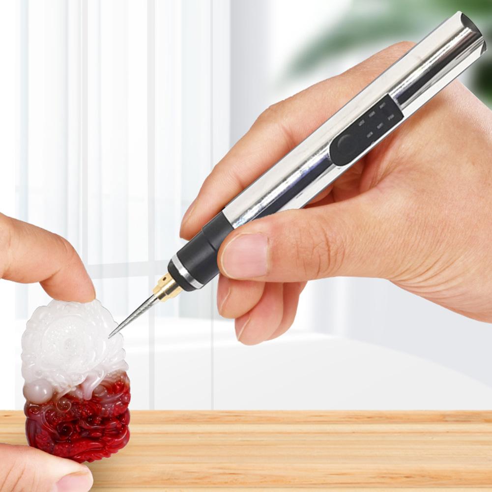 Electric Engraver Etching Pen Rechargeable Mini Drill Carving Pen 3 Gears Adjustable DIY Power Tools for Ceramic Metal Plastic
