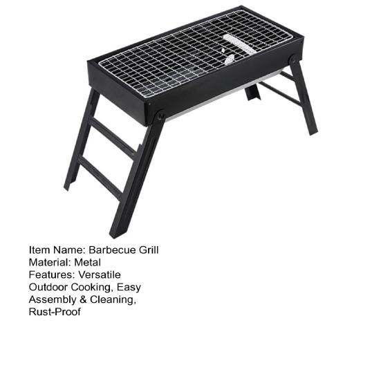 Гриль-барбекю Портативный складной угольный гриль для приготовления пищи на открытом воздухе Простая сборка и очистка Нержавеющий металлический гриль для кемпинга, пикников, пляжных вечеринок