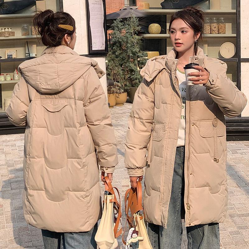 Women's cotton clothes winter clothes, new thin medium and long styles, large size loose casual cotton-padded clothes jacket over the knee