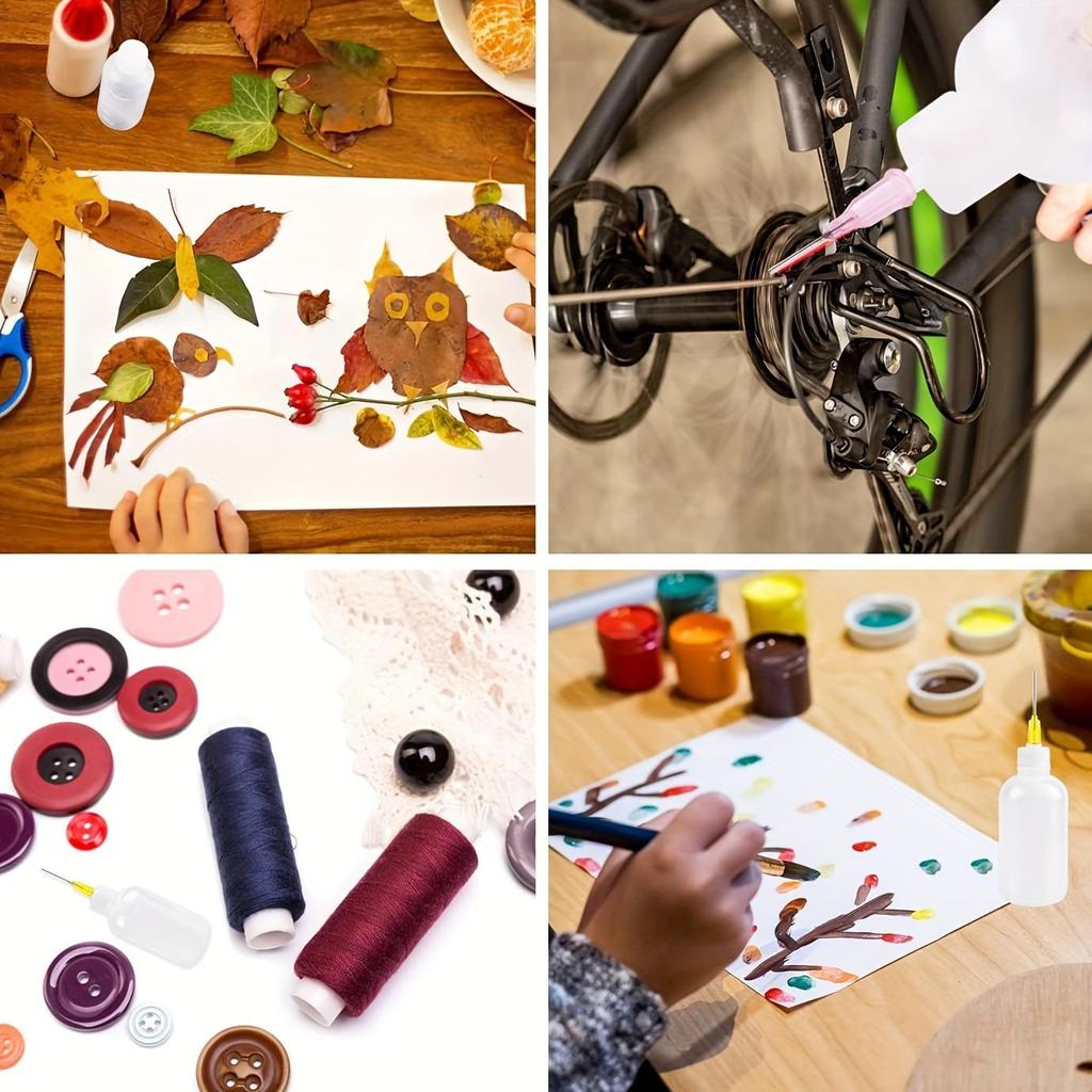 34 Pcs Glue Applicator Bottles Set, 30ml Plastic Squeezable Dropper Bottles with Blunt Needle Tip