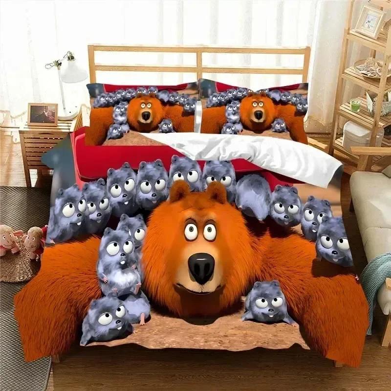 3D G-Grizzy and The Lemmings Bedding Set Printed Bed Set With Pillowcase Bed Duvet Cover Soft Queen King Size Bedclothes Home