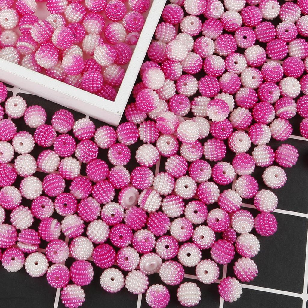 10mm 50pcs Acrylic Bayberry Gradient Color Round Loose Beads for DIY Jewelry Making