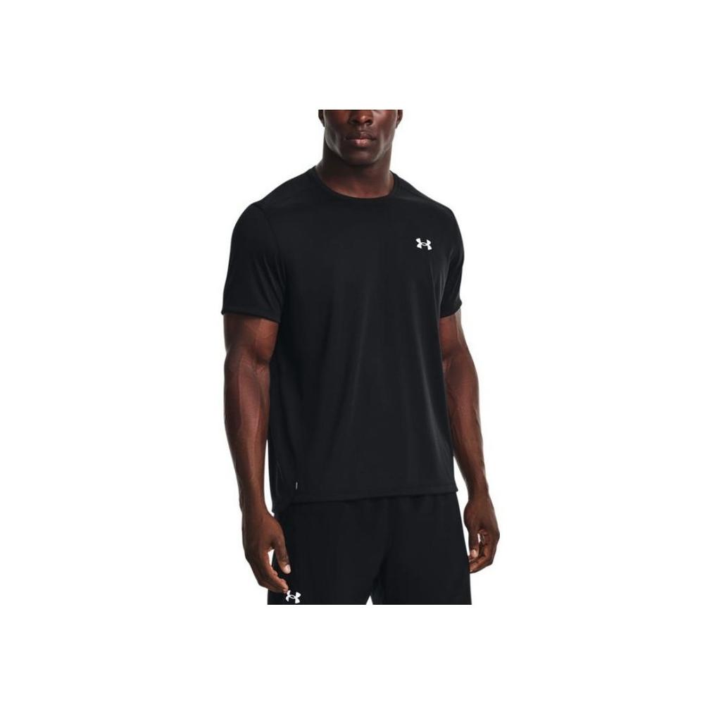 Under Armour Solid Color Logo Print Crew Neck Short Sleeve T-Shirt Men Tops Black 1369743-001