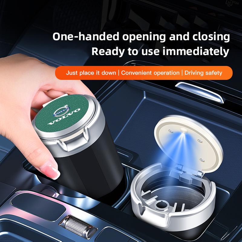 Светодиодная автомобильная пепельница, портативный мусорный бак, контейнер для хранения для Volvo XC60 S60 V40 V50 V60 S80 S40 C30 AWD C70 S40 S60 S80 S90