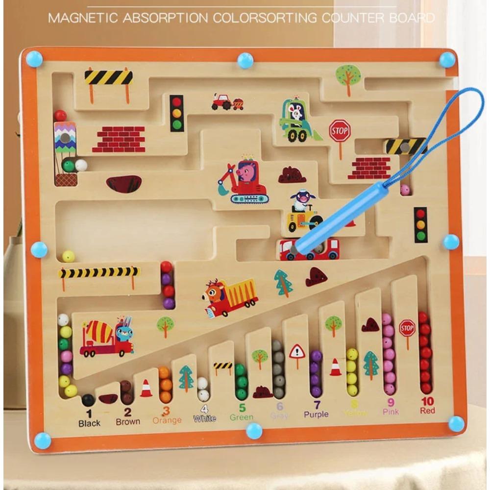 Детские деревянные магнитные цветные и цифровые лабиринты, обучающие образовательные игрушки, одинаковые по цвету игрушки Монтессори, деревянные игрушки, подарок для детей