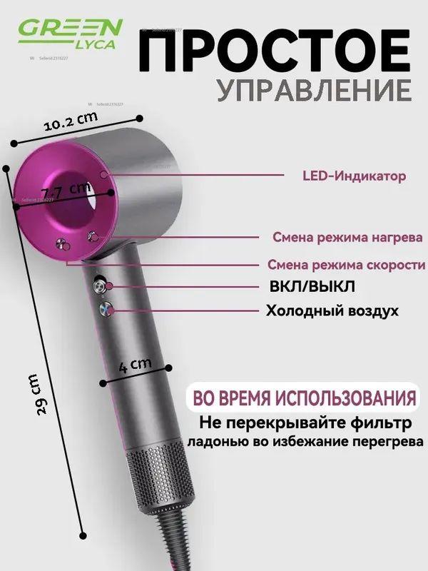 Xiaomi Фен DS5+1 2600 Вт, 3 скорости, количество насадок 5, темно-синий