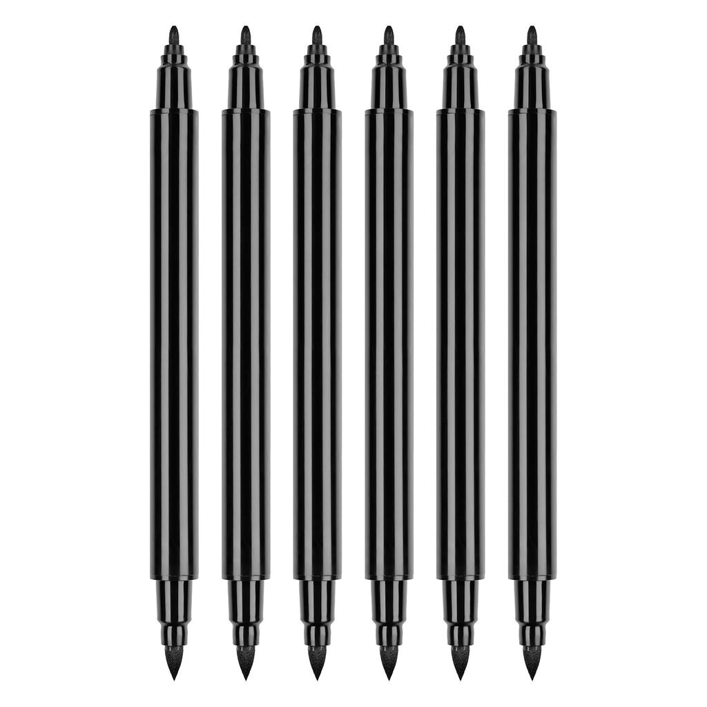 6 шт. Черный маркер для ткани для одежды, маркер для ткани с двойным наконечником, ручка для краски для ткани, для рубашки, шляпы, холщовой сумки, обуви