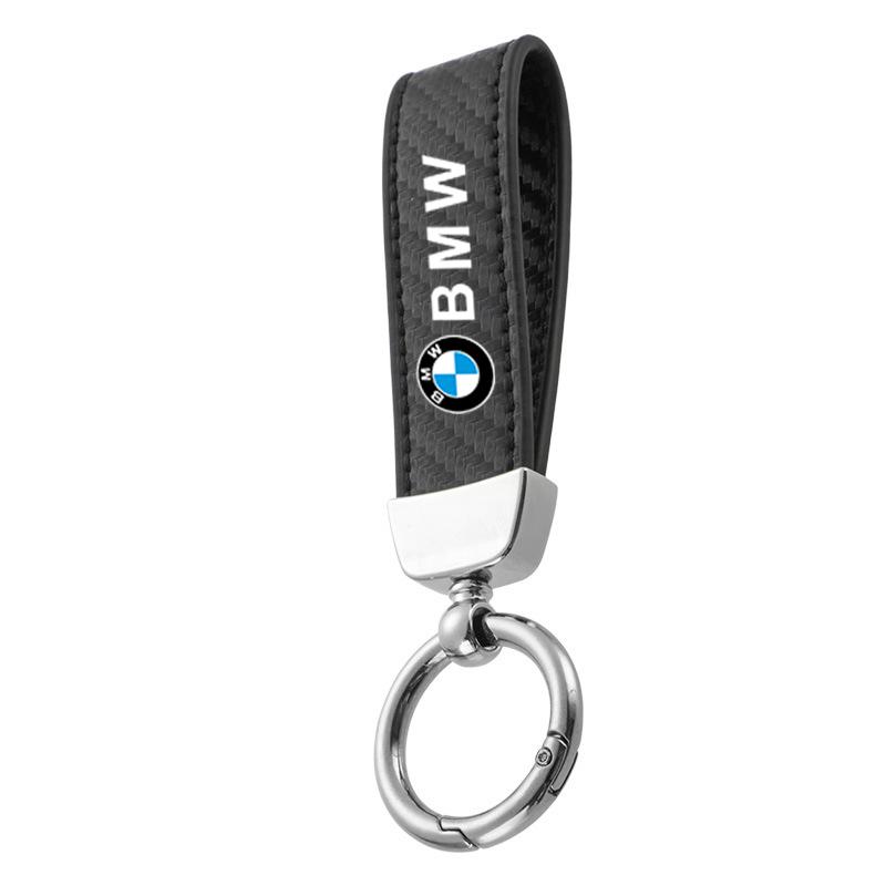 Carbon fiber Car Keychain Ring Leather Emblem Keyring For BMW 1 2 3 4 5 7Series X1 X3 X4 X5 X6 F10 F20 G30 F15 F16 Car Sticker npdf01