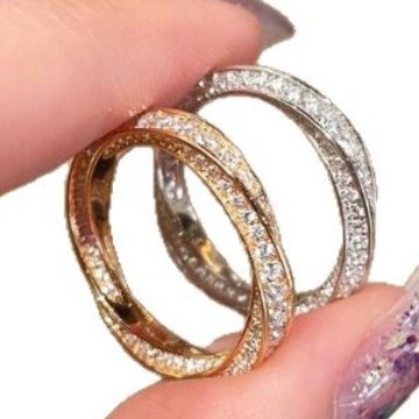 Роскошное ретро кольцо Мёбиуса высокого класса, инкрустированное бриллиантами, универсальное, с изысканным темпераментом, супер-блестящее кольцо на указательный палец