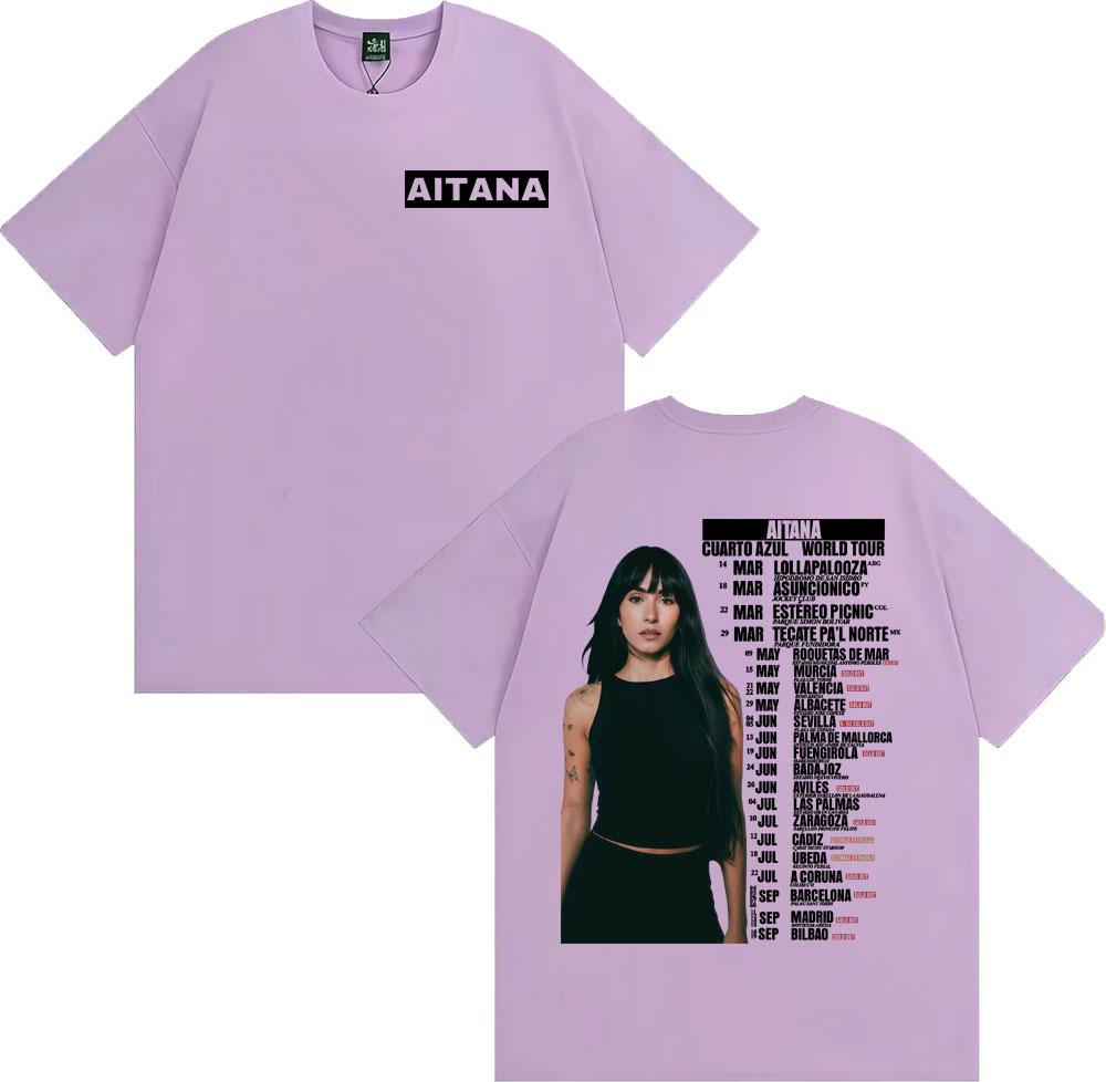 Aitana Cuarto Azul Wdrld Tour 2026 Tshirts Men Women Hip Hop Hipster High Street T Shirt Casual 100 Cotton Short Sleeve Tshirt