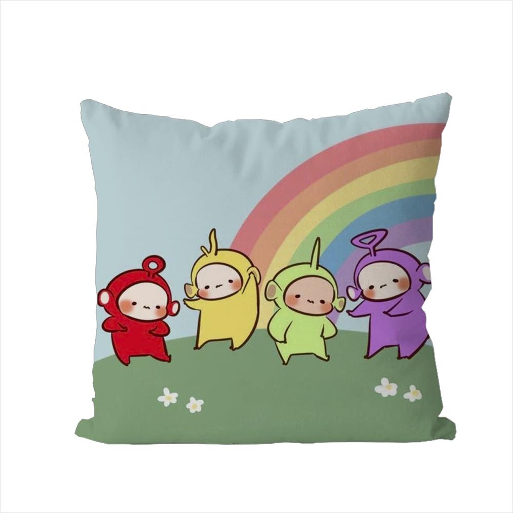 Cute TTeletubbies Pillow Case For Car Sofa Decorative Home Doublesided Print Plush Square Throw Pillow Cushion Cover