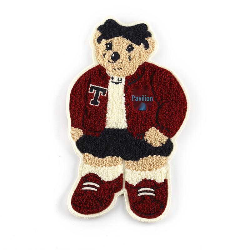 Вышитая нашивка с изображением мультяшного животного из синели - аксессуар для одежды и аппликация на полотенце