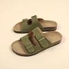 Fashion 2024 New Summer Women's Cork Slippers Casual Beach Double Buckle Non-slip Outside Nubuck Leather Slip On Slides Shoe for Women