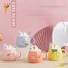 Милые кружки с кроликами Керамические кружки Высокий уровень внешнего вида Кружки для пар Креативные рельефные кофейные чашки с крышками Чашки для молока