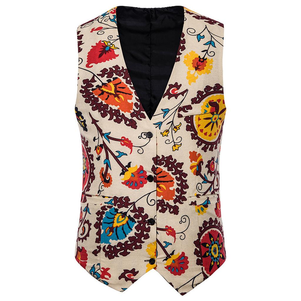 Style Mens Casual Ethnic Vintage Sleeveless Business Vest Top Waistcoat For Tuxedo Wedding Party