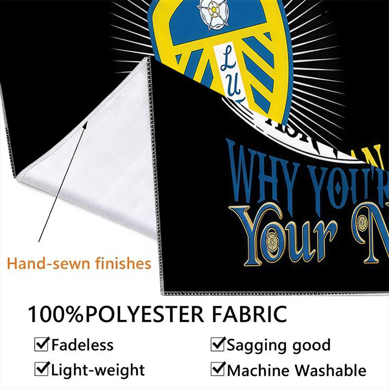 Leeds United F.C. Custom Name Wall Tapestry Aesthetic Wall Hanging Printed Fabric Blanket Decorative Tapestries for Bedroom Living Room Home Decor