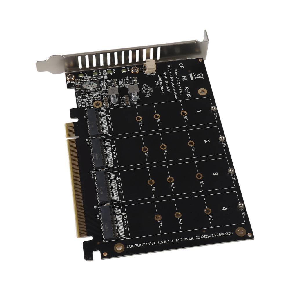4 Port M.2 PCIE Adapter Card Plug and Play SSD Converter Card PCIE Expansion Card Gaming PC