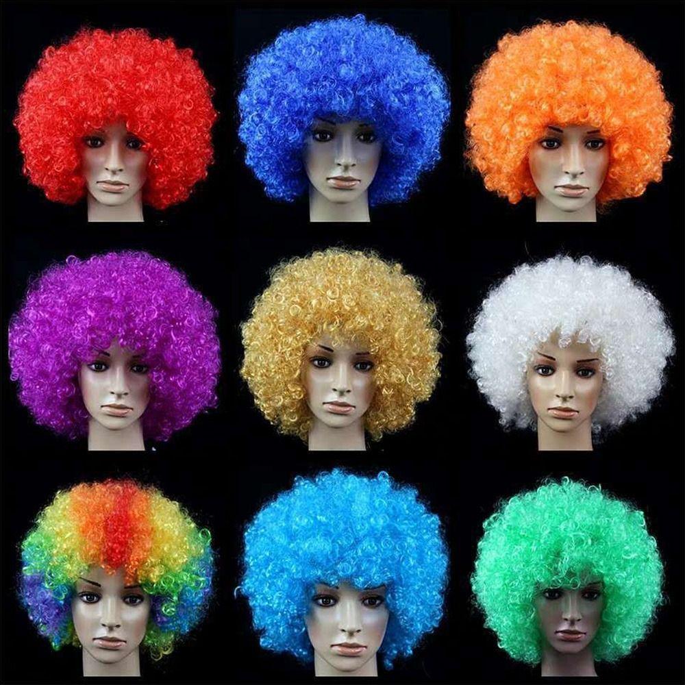 Clown Cosplay Football Fans Children/Adults Dressing Colorful Wigs Curly Hair Black Afro Curly Wig