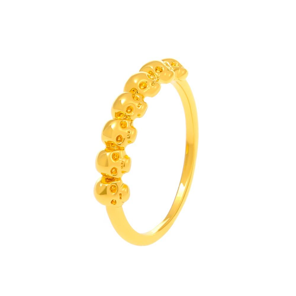 Retro Personality Gold Color Seven Skulls Arrangement Rings for Women Men Halloween Fashion Design Sense Jewelry Accessory Gifts