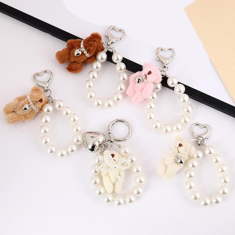 Модный Милый Прелестный Брелок-Мишка с Элегантной Жемчужной Цепочкой, Аксессуар для Повседневного Использования и Особых Случаев