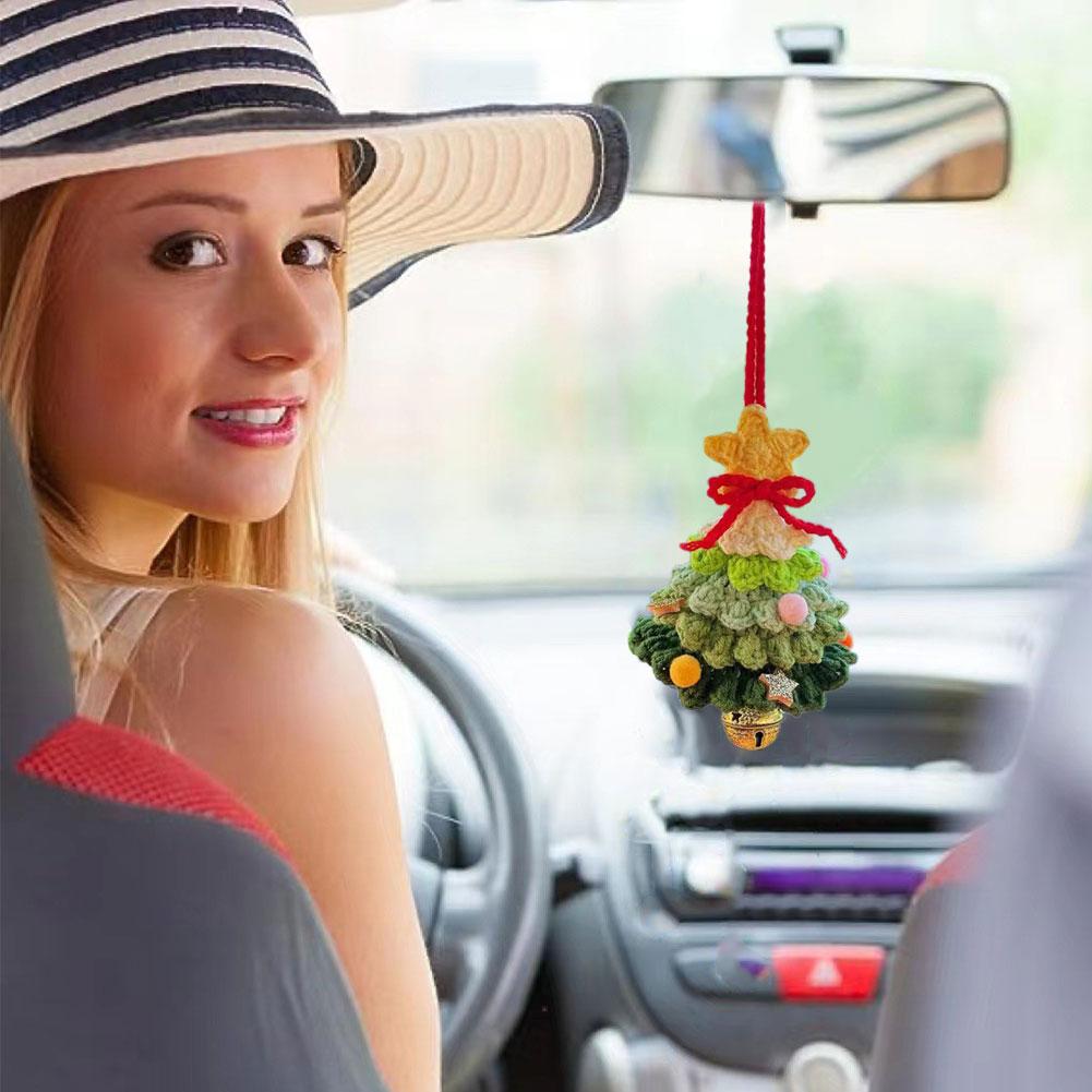 Вязаный вручную кулон в виде рождественской елки, декор для зеркала заднего вида автомобиля, украшение для дома, подарок для автомобиля, аксессуары для подвешивания в салоне, для женщин и мужчин