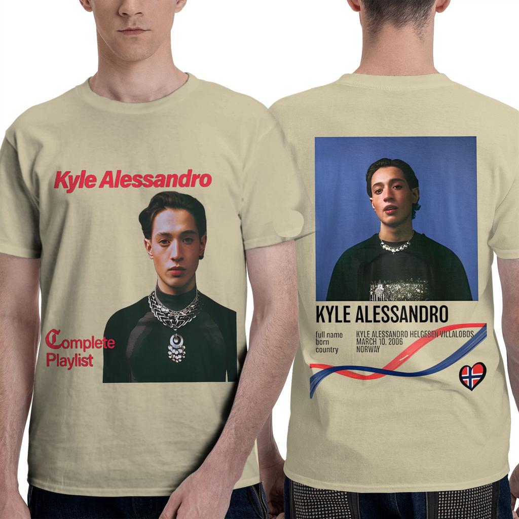Kyle Alessandro Men's T Shirts Song Contest 2025 Vintage Tees Short Sleeve Crewneck T-Shirts Cotton Gift Tops