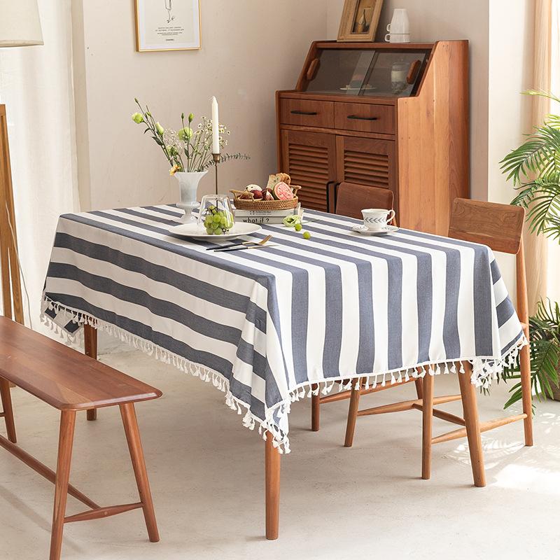 Simple Dining Table Cloth Rectangle Fabric Student Dormitory Fringed Tablecloth Literary Coffee Table Mat Tablecloth