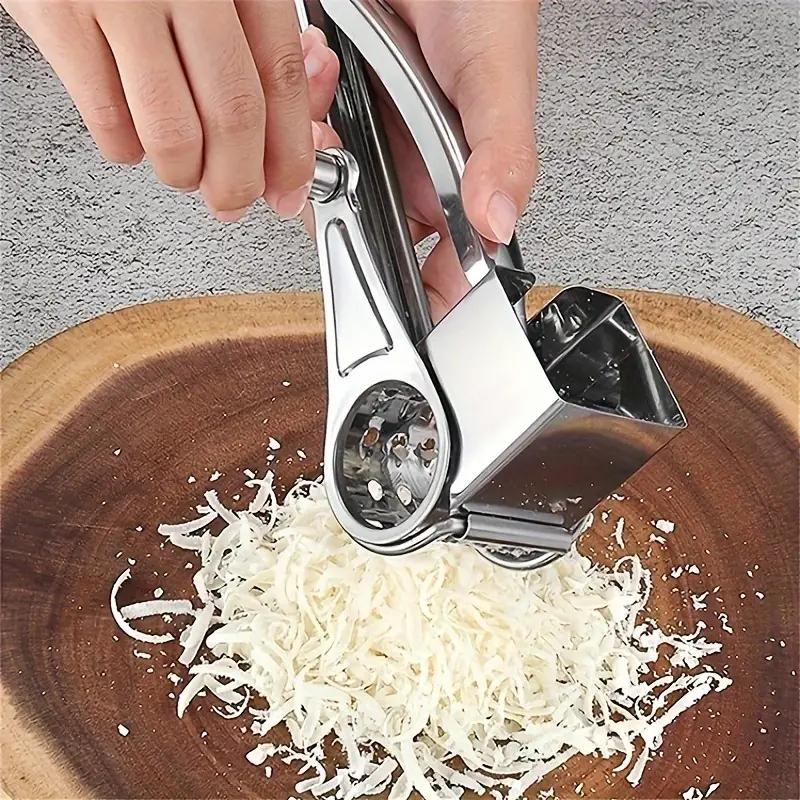 Stainless Steel Cheese Grater - Manual Rotary Cheese Shredder, Multifunctional Kitchen Gadget for Home & Restaurant Use