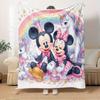 1pc Flannel Minnie Mouse Pink Bow Candy Theme Bedding Throw Blanket Sofa Cover Gift Home Decoration, Cute Cartoon Character Design, Soft Microfiber