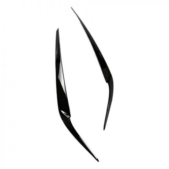 Gloss Black Headlight Eyebrow Eyelid Trim For BMW 5 Series G30 525i 530i 2017-23