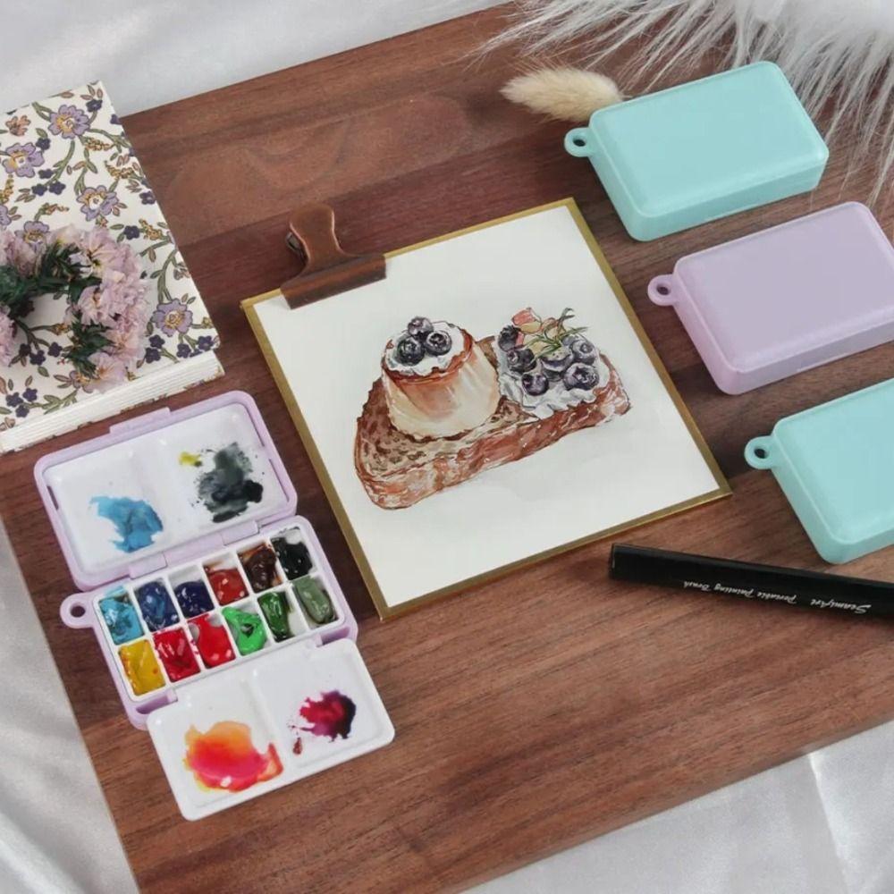 Purple Watercolor Paint Subpackage Palette Pigment Box High-quality Travel Plastic Painting Box