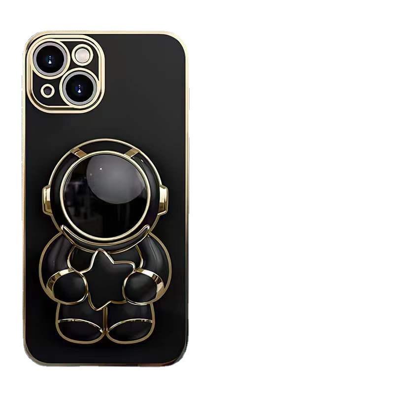 Чехол Astronaut с гальваническим покрытием и подставкой для iPhone 13 Pro Max/12/XS/8P