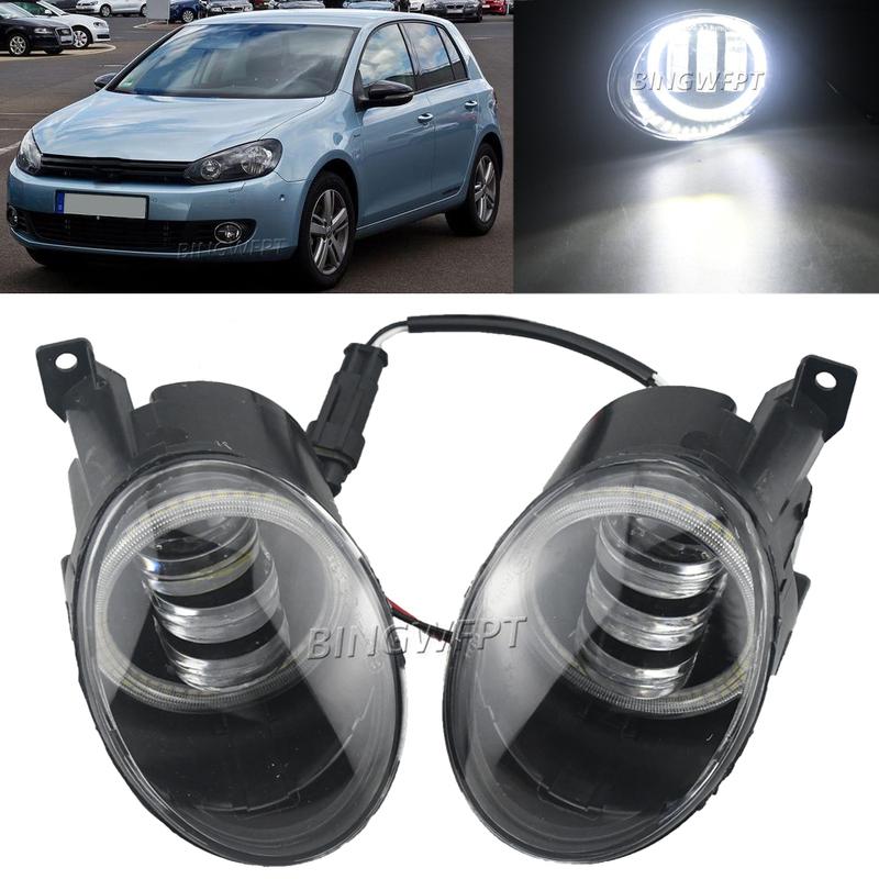 2 шт. Дневные ходовые огни для VW Golf MK6 2009 2010 2011 2012 2013 Ангельские глазки Противотуманная фара Автомобильная светодиодная линза Противотуманная фара