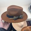 Европейская и американская высококачественная шерстяная фетровая шляпа, мужская мода, высококачественный ретро-цилиндр с перьями, детская рыцарская шляпа